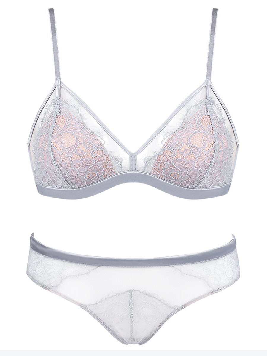 Sexy Lace Thin Section Gathering Nipple Underwear Set