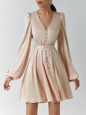Fashion Elegant Lace-up V-Neck Mini Dress