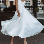 Weiße Hosenträger Big Swing Kleid Kleid