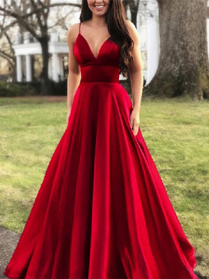 Sleeveless Suspenders V-neck Sexy Ball Gown